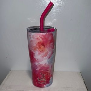 Stainless steel wellness tumbler with straw
